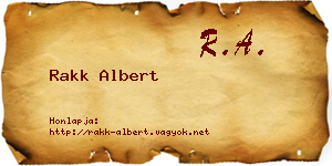 Rakk Albert névjegykártya